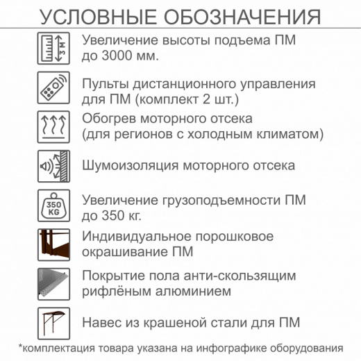 Вертикальный подъемник для инвалидов по ТУ ПМ-01, с обогревом моторного отсека (для регионов с холодным климатом)